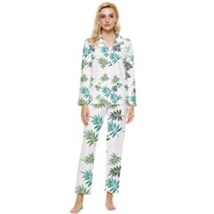 Leaves Plants Design Womens  Long Sleeve Velvet Pocket Pajamas Set by Grandong