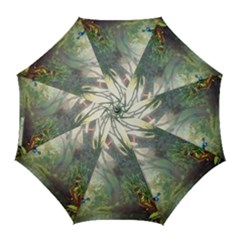 Peafowl Peacock Bird Birds Painting Art Wildlife Golf Umbrellas by Sarkoni