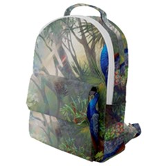 Peafowl Peacock Bird Birds Painting Art Wildlife Flap Pocket Backpack (small) by Sarkoni