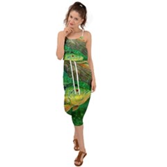 Peacock Bass Fishing Waist Tie Cover Up Chiffon Dress by Sarkoni