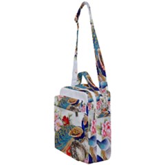 Birds Peacock Artistic Colorful Flower Painting Crossbody Day Bag by Sarkoni