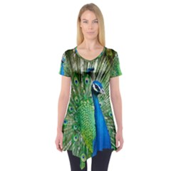 Peafowl Peacock Short Sleeve Tunic  by Sarkoni