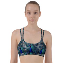 Blue And Green Peacock Line Them Up Sports Bra by Sarkoni