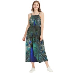 Blue And Green Peacock Boho Sleeveless Summer Dress by Sarkoni