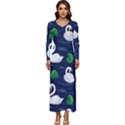 Swan-pattern-elegant-design Long Sleeve Longline Maxi Dress View1