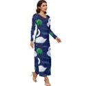 Swan-pattern-elegant-design Long Sleeve Longline Maxi Dress View3