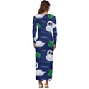 Swan-pattern-elegant-design Long Sleeve Longline Maxi Dress View4