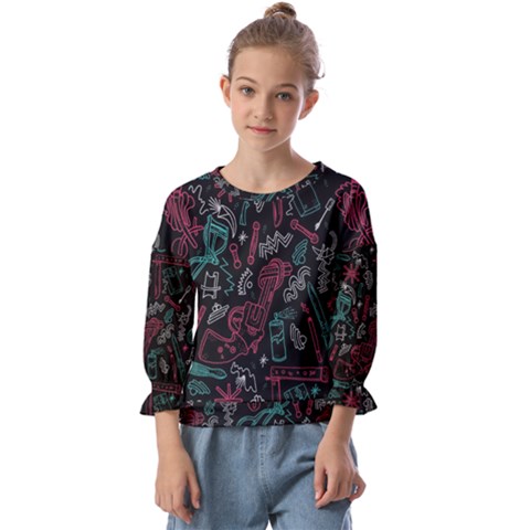 Abstract Pattern Kids  Cuff Sleeve Top by Ndabl3x