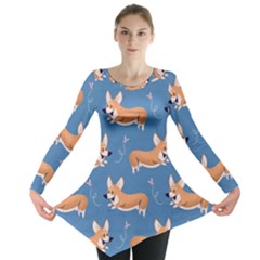 Corgi Patterns Long Sleeve Tunic  by Ndabl3x