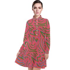 Pattern Saying Wavy Long Sleeve Chiffon Shirt Dress by Ndabl3x