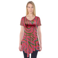 Pattern Saying Wavy Short Sleeve Tunic  by Ndabl3x