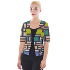 Door Stained Glass Stained Glass Cropped Button Cardigan by Sarkoni