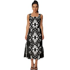 Kaleidoscope Mandala Art Square Neckline Tiered Midi Dress by Sarkoni