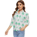 Plant Pattern Green Leaf Flora Women s Quarter Sleeve Pocket Shirt View3