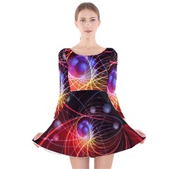 Physics Quantum Physics Particles Long Sleeve Velvet Skater Dress by Sarkoni