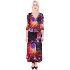 Physics Quantum Physics Particles Quarter Sleeve Wrap Maxi Dress by Sarkoni