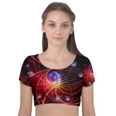 Physics Quantum Physics Particles Velvet Short Sleeve Crop Top  by Sarkoni