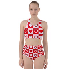 Background Card Checker Chequered Racer Back Bikini Set by Sarkoni