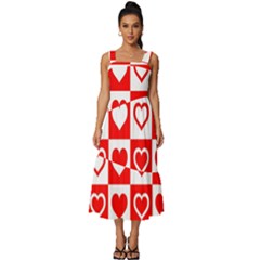 Background Card Checker Chequered Square Neckline Tiered Midi Dress by Sarkoni