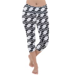 Pattern Monochrome Repeat Lightweight Velour Capri Yoga Leggings by Apen