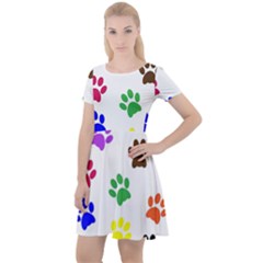 Pawprints Paw Prints Paw Animal Cap Sleeve Velour Dress  by Apen