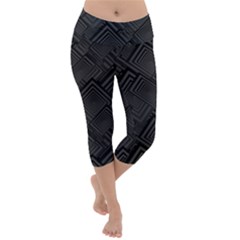 Diagonal Square Black Background Lightweight Velour Capri Yoga Leggings by Apen