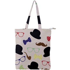 Moustache Hat Bowler Bowler Hat Double Zip Up Tote Bag by Apen