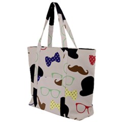 Moustache Hat Bowler Bowler Hat Zip Up Canvas Bag by Apen