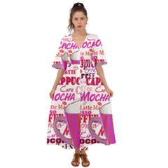 Coffee Cup Lettering Coffee Cup Kimono Sleeve Boho Dress by Amaryn4rt