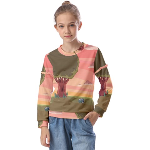 Cartoon Network Adventure Time Kids  Long Sleeve T-shirt With Frill  by Sarkoni