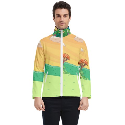 Green Field Illustration Adventure Time Multi Colored Men s Bomber Jacket by Sarkoni