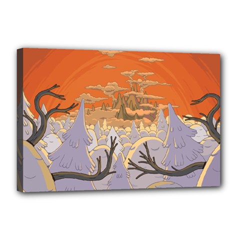 Adventure Time Cartoon Landscape Trees Canvas 18  X 12  (stretched) by Sarkoni