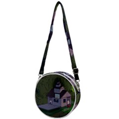 Purple House Cartoon Character Adventure Time Architecture Crossbody Circle Bag by Sarkoni