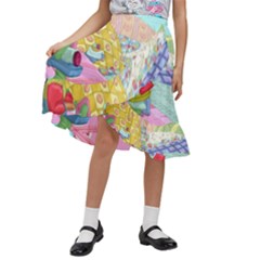 Pillows And Vegetable Field Illustration Adventure Time Cartoon Kids  Ruffle Flared Wrap Midi Skirt by Sarkoni