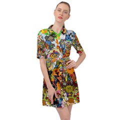 Cartoon Characters Tv Show  Adventure Time Multi Colored Belted Shirt Dress by Sarkoni