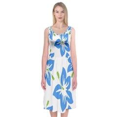 Hibiscus Wallpaper Flowers Floral Midi Sleeveless Dress by Pakjumat