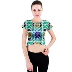 Mosaic Triangle Symmetry Crew Neck Crop Top by Apen