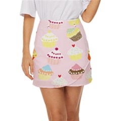 Cupcakes Wallpaper Paper Background Mini Front Wrap Skirt by Apen