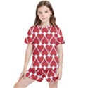 Hearts Pattern Seamless Red Love Kids  T-Shirt And Sports Shorts Set View1