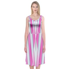 Geometric 3d Design Pattern Pink Midi Sleeveless Dress by Apen