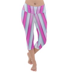 Geometric 3d Design Pattern Pink Lightweight Velour Capri Yoga Leggings by Apen