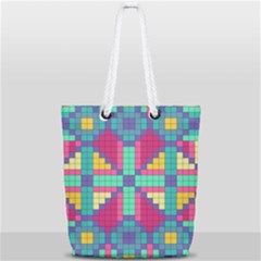 Checkerboard Squares Abstract Texture Patterns Full Print Rope Handle Tote (small) by Apen