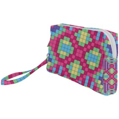 Checkerboard Squares Abstract Texture Pattern Wristlet Pouch Bag (small) by Apen