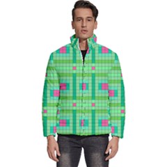 Checkerboard Squares Abstract Men s Puffer Bubble Jacket Coat by Apen