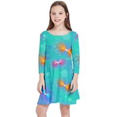 Non Seamless Pattern Blues Bright Kids  Quarter Sleeve Skater Dress by Dutashop