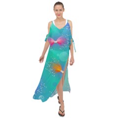 Non Seamless Pattern Blues Bright Maxi Chiffon Cover Up Dress by Dutashop