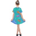 Non Seamless Pattern Blues Bright Kids  Short Sleeve Shirt Dress View2