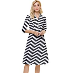 Zigzag Chevron Pattern Classy Knee Length Dress by Dutashop