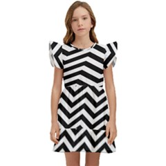 Zigzag Chevron Pattern Kids  Winged Sleeve Dress by Dutashop