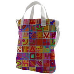 Colourful Abstract Shapes Canvas Messenger Bag by Pakjumat